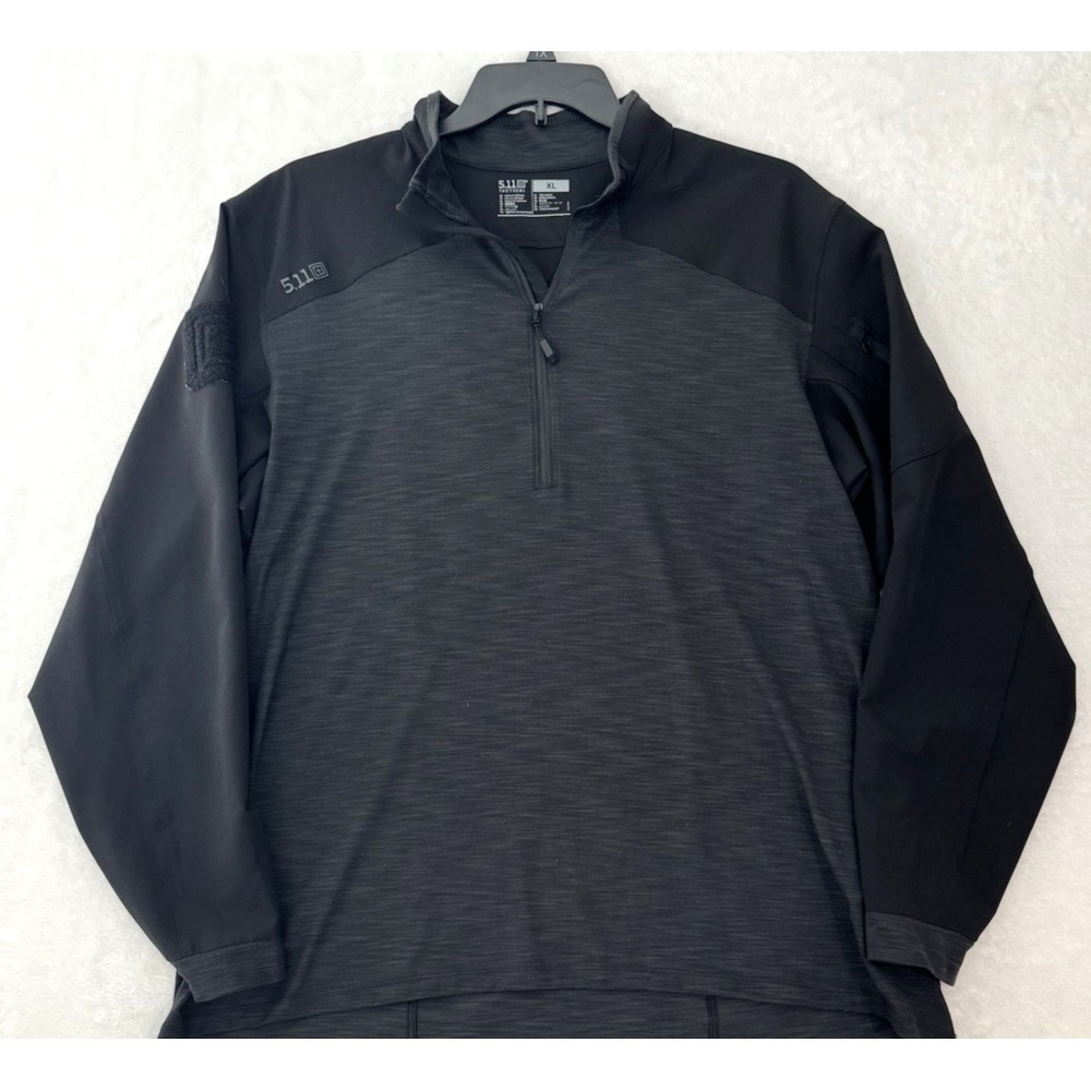5.11 Men's Tactical Rapid Assault Long Sleeve Shirt Size Large Black 1/4 Zip EUC
